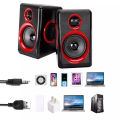 Computer Speakers With Built-in Four Loudspeaker Diaphragm Multimedia Speaker Heavy Bass Subwoofer Volume Control 3.5mm Audio USB Wired Gaming Powered  for PC Laptops Desktop. 