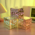 Creative Diy Tulip Flower Sea Home Decor Cube Three-Dimensional Small Night Lamp Material Package For Girlfriend Couple Luyo. 