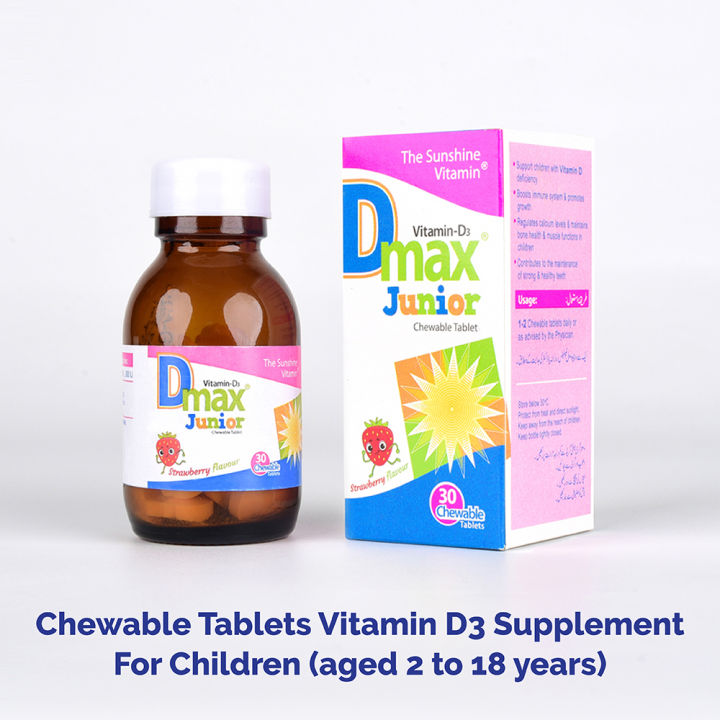 Dmax® Junior Chewable Vitamin D3 Tablets for Children (600 IU) - 30 Tablets - Matrix Pharma