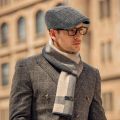 French Style Vintage Beret Hat Caps/British Classic Check Wool Beret/Flat Dome Short Brim Artist Painter Hat For Men. 