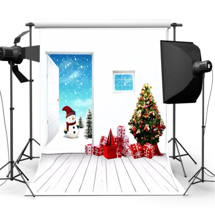 7x5ft%20Christmas%20Tree%20Snowman%20Photography%20Backdrop%20Studio%20Background%20Photoprop%20-%20Image%206