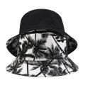 2022 New Unisex Fashion Summer Reversible Black White Coconut Tree Printed Fisherman Caps Bucket Hats Gorro Pescador Men Women. 
