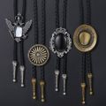 Cowboy Leather Necklace for Men Bolo Tie Flower Indian Chief Eagle Rodeo Western Manmade Leather Mens Necklaces Wholesale DUNM10. 