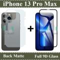 Apple iPhone 13 Pro Max Tempered Glass HD 9D Curved Glass Protector Edge To Edge Full Glue + Back Protector Soft Skin Sheet Matte Style For Apple iPhone 13 Pro Max. 
