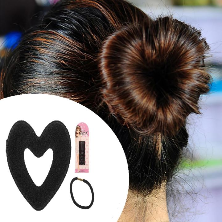 Hair%20Bun%20Maker%20Heart%20Shaped%20Donut%20Bun%20Maker%20Hair%20Donut%20Sock%20Bun%20Form%20Mini%20Hair%20Doughnut%20Shaper%20for%20Short%20Thin%20Hair%20Women%20Girls%20Black%20-%20Image%202