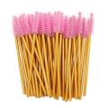 gold pink-50 pcs/set Eyebrow Mascara Wand Eyelash Spoolie Brushes Mix Disposable Lash Wands Eyelash Extension Brush Makeup Tools. 