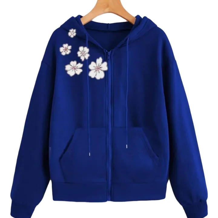 New%20Royal%20Blue%20Side%20Flower%20Printed%20Hoodie%20Zipper%20For%20Girls%20and%20Women%20-%20Image%202