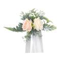 Artificial Rose Flower Swag,with Roses, Green Leaves and Silk Ribbon for Wedding Ceremony Party Decor Wedding Chair Decorations. 