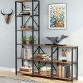 9-Shelf Bookshelf, Industrial Ladder Corner Etagere Bookcase. 