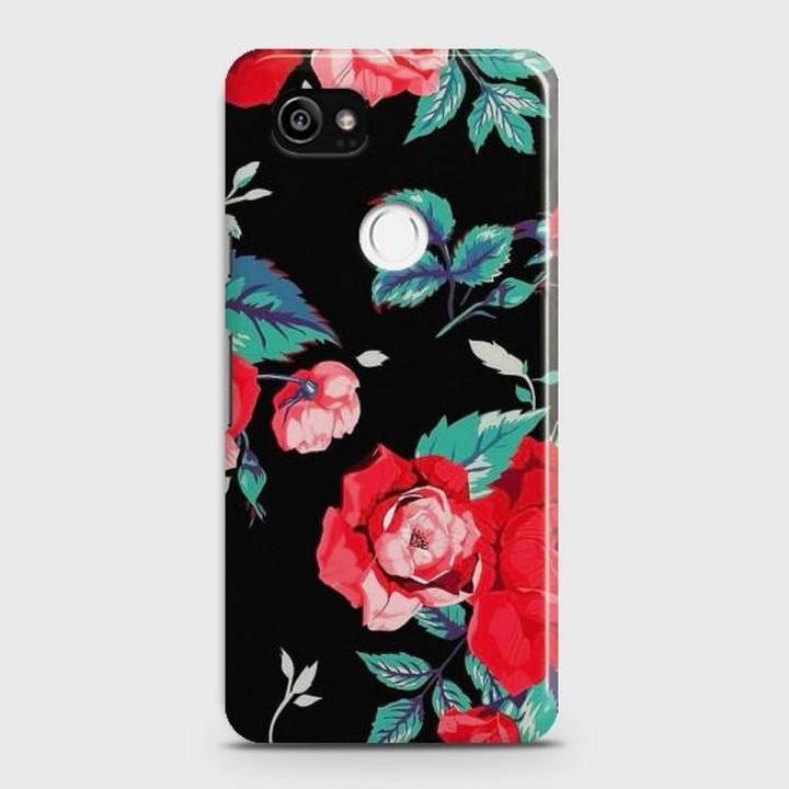 Google Pixel 2 XL Cover - SkinLee HQ Hard Case - Vintage Red Flowers - SKINLEE-159-1-352-214