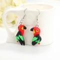 Simple Women Colorful Soft Clay Pottery Parrot Ear Stud Earrings Jewelry Decor. 