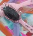 Hard Plastic Hair Brush Wooden Style In Steel Pin Without tips Paddle Brush. 