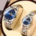 Watches for Him and Her Waterproof Stainless Steel Quartz Gold Couple Items for Lovers Men Women Wristwatches. 