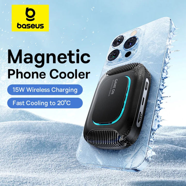 Baseus MagPro 2 Series Magnetic Mobile Cooler with Wireless Charging & RGB Lighting, Ultra-Thin Ideal for Intense Gaming & Extended Use - Black