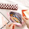 Kawaii Anime Cartoon PU Checkerboard Pencil Case Stationery Stuches School supplies Waterproof Makeup Bag Girlfriend Gifts. 