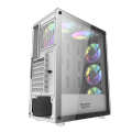Aigo DarkFlash DK151 ATX PC Case White with 3 ARGB Fans and Changeable LED lighting on the front panel. 