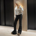 New Casual Solid Low Rise Pants Women Basic Slim Fitness Leggings Sweatpants Streetwear Y2k Solid Flared Trousers. 
