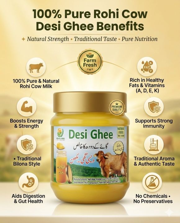 Rohi Cow Desi Ghee 250g | 100% Pure & Natural Cow Milk Ghee | Premium ...