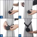 2 Pcs Cotton Rope Curtain Tiebacks Rope Knot Ball Decorative Tie- B. 