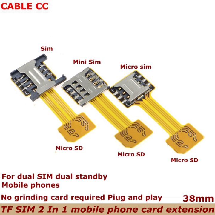 38mm New Double Dual SIM Card Micro SD Adapter for Android Extender 2 Micro SIM Adapter for Xiaomi Redmi for Samsung Phone