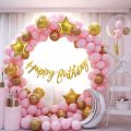 65 pc Pastel Pink Birthday balloon Decoration Kit Pink Gold Balloons Combo with Birthday Banner, balloon Arch stirp, Glue Dot, Balloon Pump for girls Birthday Decorations. 