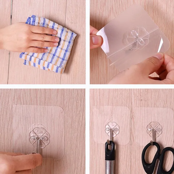 Adhesive%20Strong%20Wall%20Hooks%20For%20Bathroom%20And%20Kitchen,%20Waterproof%20And%20oilproof%20Nail%20Clear%20Hook%20,Heavy%20Duty%20Sticky%20&%20Ceiling%20Wall%20Hook%20For%20Clothes%20Transparent%20Sticker%20-%20Image%207