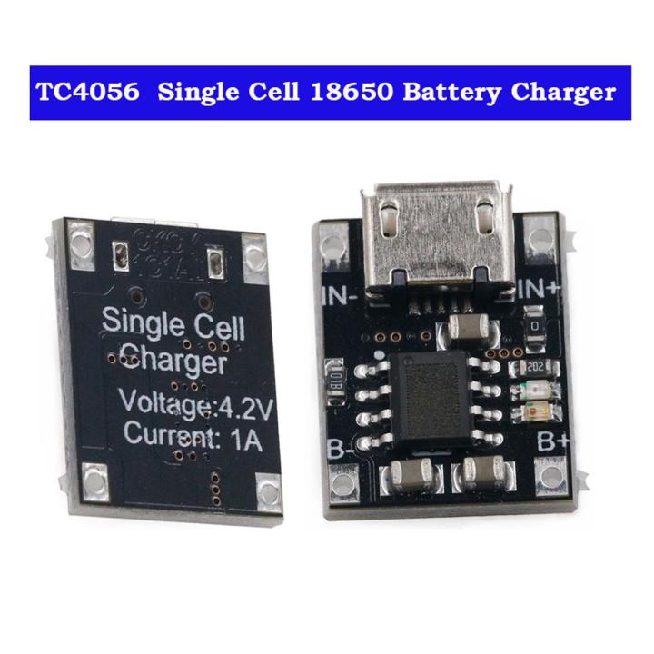 TC4056 TC4056A Single Cell 18650 Lithium Battery Charger Module 1A 4.2V Micro USB Power Supply Board New Small Version by electrica