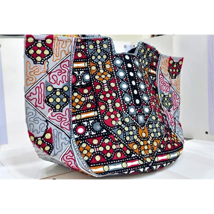 Pakistani Traditional Embroidered Vintage Hand Shoulder Bag PURSE Shoulder Strap For Female Girls Women Cultural Party Wear Bag Sindhi Balochi Pashtun Multicolor Hand Made Mirror Work