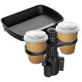 Car Cup Holder Tray With Swivel Base 360 Degree Adjustable Car Cup Holder Food Tray Organized 2 Drink Holder For Car Accessories. 