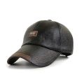 Casual Hat Autumn and Winter Plus Velvet Cap Leather Baseball Cap for Men. 