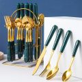 24pcs/Set Stainless Steel Cutlery Set with Holder & Gift Box. 