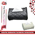 Leather Car Tissue Box Holder with 50 Free Tissues Vehicle Tissue Dispenser - Car Tissue Sun visor Holder - Leather Premium Quality. 