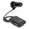 HMQ-C801 1.8m 8A Max 4 Ports USB Car Charger with Extending USB HUB for Front & Back Seat Charging (Black). 
