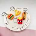Fast Food Keychain Burger Pizza French Fries Hotdog Keychains - Bag Charm keyring - Silicon keychain - keychain for boys - keychain for kids - keychain for girls - keychain for bag - stationary - keychain for car -. 