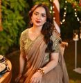 Yumna Zaidi Stitched Readymade Chiffon Sareee with Moonlight Blouse & Borders / Wedding Wear Saree/ Pakistani Sareee. 