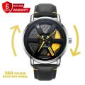 Premium NS - Never Stop Watch With Rotating Wheel and Leather Strap.. 