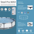 Bestway Steel Frame Round Pool 56462, 18 Ft Length X 18 Feet Width, Full Depth Large For Children & Adults, Easy To Setup & Drain Size Puncture Resistant Liner, 46 Inch Deep Family Big Swimming Pools, Water & Summer Fun, With Filter Pump, Ladder & Cover. 