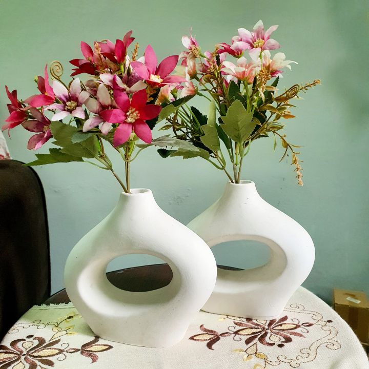 Donut Vase 2Pcs  Set - Home Decoration Items - Home Decor- Vases - Flower Vase - Room Decoration - JangoMango Store