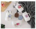 Designer Ceramic Coffee Mugs with Mirror Lid -  400ml (Random Design). 