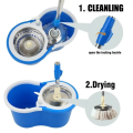 Spin Mop Bucket System, 360 Spin Mop & Bucket Floor Cleaning Stainless Steel Mop Bucket with 2 Microfiber Replacement Head Refills. 