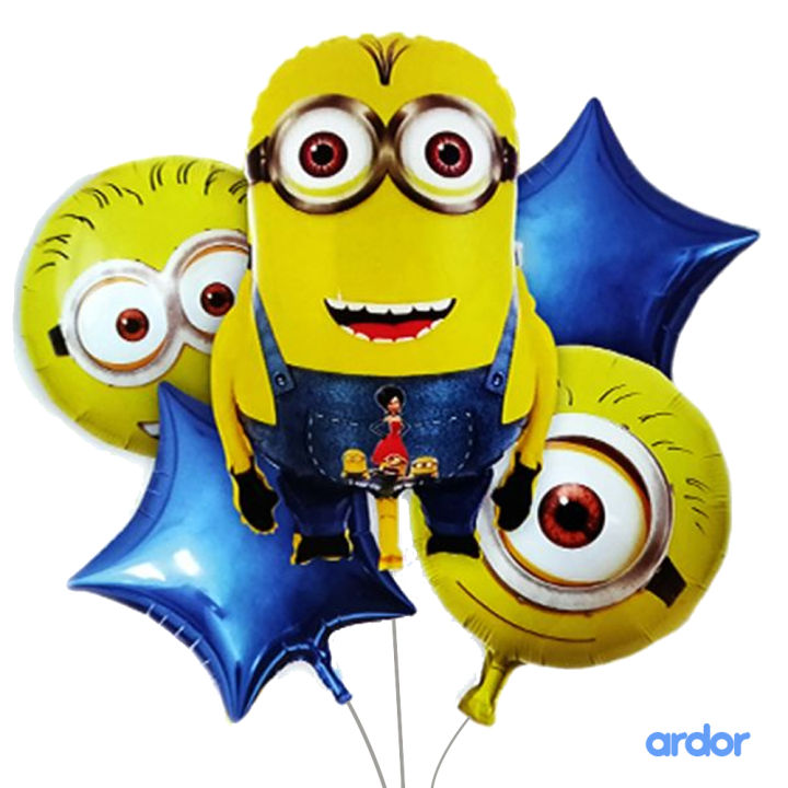 MINION 5 PCS FOIL BALLOONS SET l THEME BIRTHDAY PARTY DECORATIONS