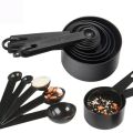 10pcs Black Plastic Measuring Spoons Cups Measuring Set Tools For Baking Coffee. 
