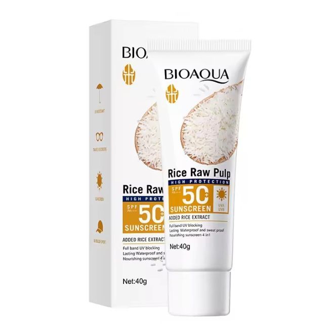 BIOAQUA Rice Raw Pulp Sunscreen Beauty Women Body Lotion SPF 50+ Whitening Moisturizing Soothing Uv Perfect Sun Cream  Sun Protection BQY09890