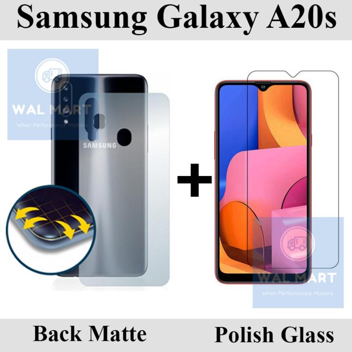 Samsung Galaxy A20s Tempered Glass Screen Protector Polish Glass + Back Matte Protector Soft Skin Sheet Soft Film Protection For Samsung Galaxy A20s