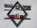 PVC RHOMBUS WALL HANGING SHELF BLACK WITH BROWN. 