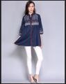 Navy Blue Embroidery Kurti For Women. 
