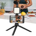 Vlog Shooting Kit Mini LED Video Light | Vlogging Kit Equipment Tripod with Bluetooth Remote for phone Tablet SLR Camera | Flexible Tripod Kit for Live Streaming | Accessories for Mobile Phone Video Recording Tripod with mic Light. 