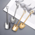 1/4Pcs Stainless Steel Spade Spoon Creative Retro Dessert Watermelon Spoon Tip And Square Shovel Ice Cream Tip Spoon. 