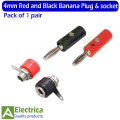 2/5 pair 4mm Red and Black Banana Socket Plug Adapter Male and  female jack socket plug by Electrica. 