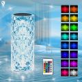 Color Changing Crystal Touch Table Lamp - USB Charging Rose Diamond LED Lamp with RGB Lighting & Remote Control. 